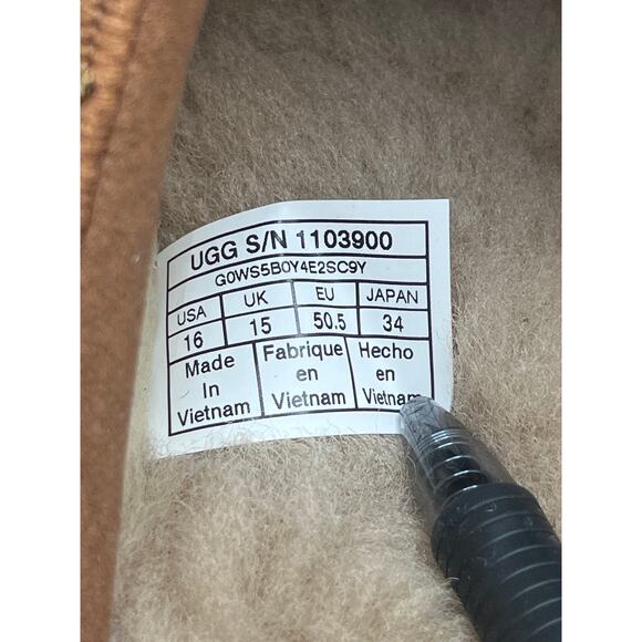 UGG Suede Tasman Slip On Fleece Lined Slippers HTF Size 16 House shoes - Picture 6 of 7